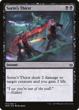 Sorin's Thirst [War of the Spark] | Magic Magpie