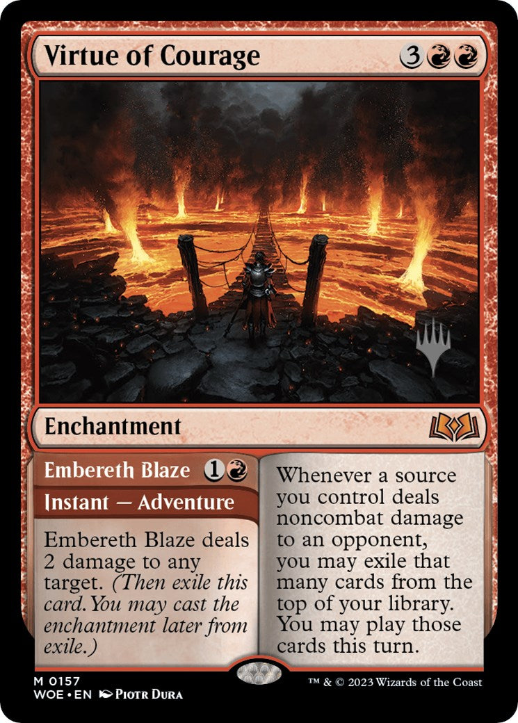 Virtue of Courage //Embereth Blaze (Promo Pack) [Wilds of Eldraine Promos] | Magic Magpie