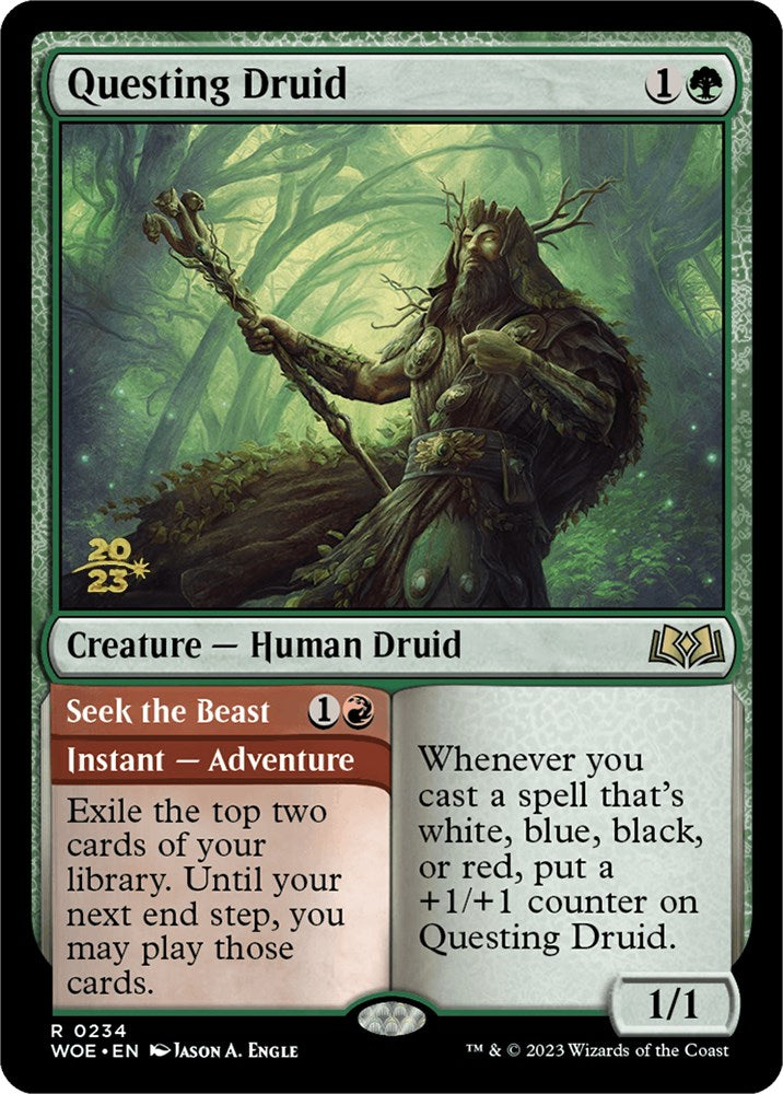 Questing Druid // Seek the Beast [Wilds of Eldraine Prerelease Promos] | Magic Magpie