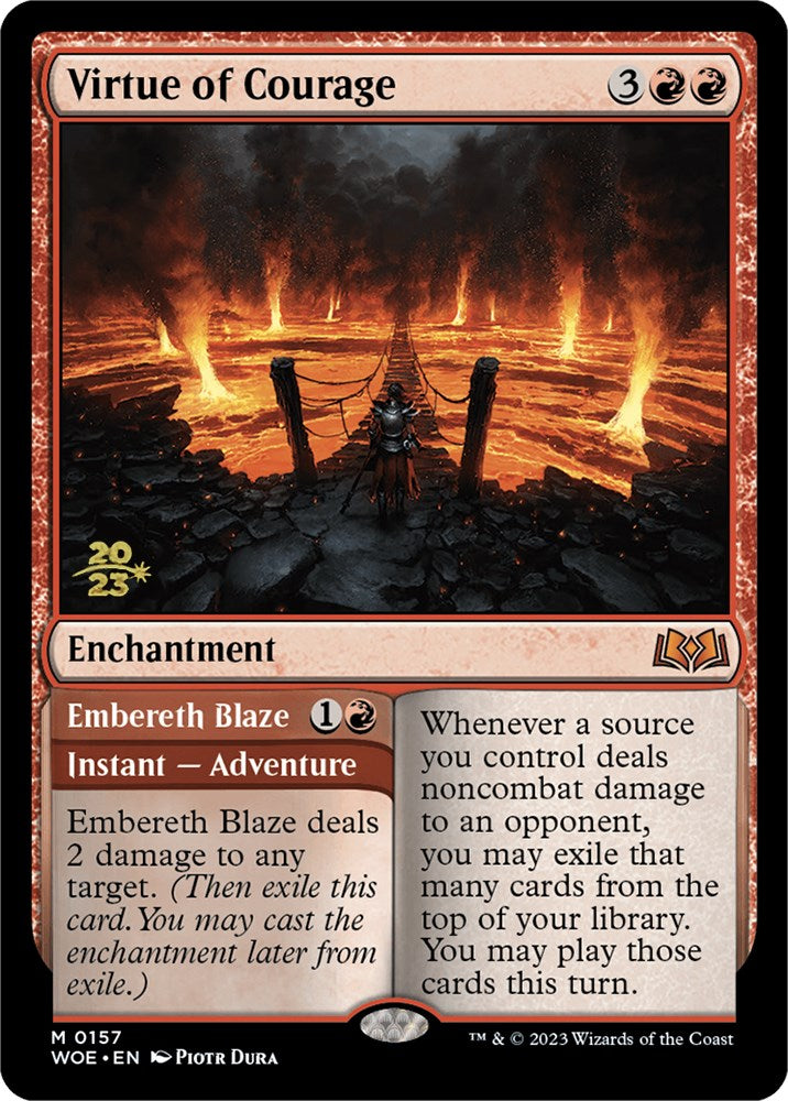 Virtue of Courage //Embereth Blaze (Promo Pack) [Wilds of Eldraine Promos] | Magic Magpie