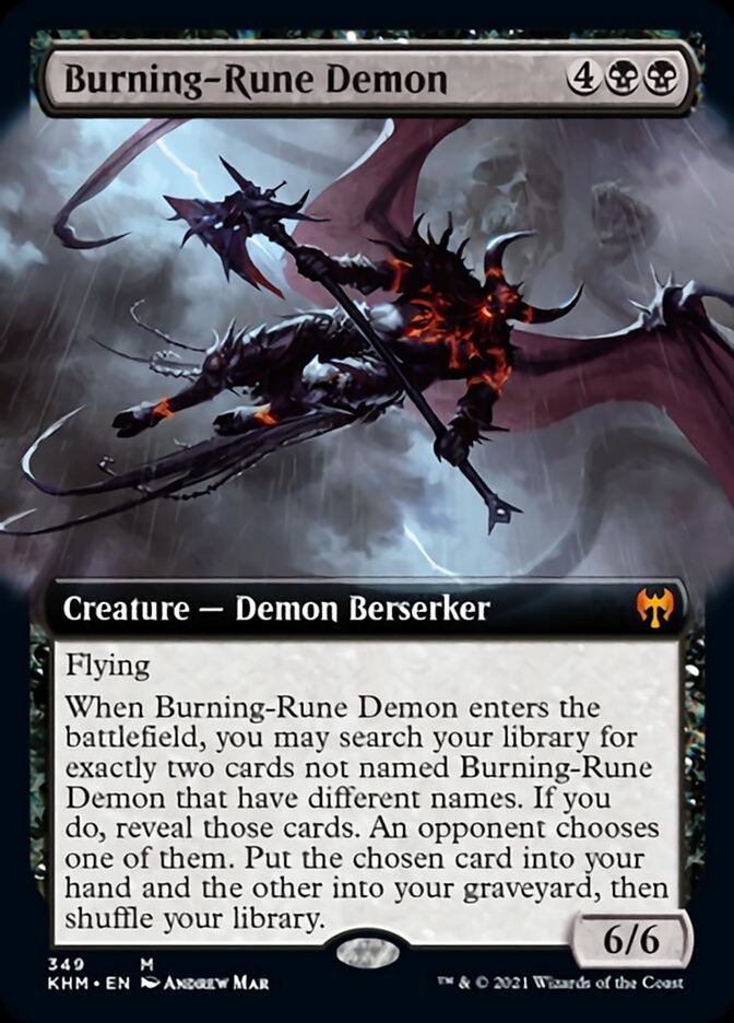 Burning-Rune Demon (Extended Art) [Kaldheim] | Magic Magpie