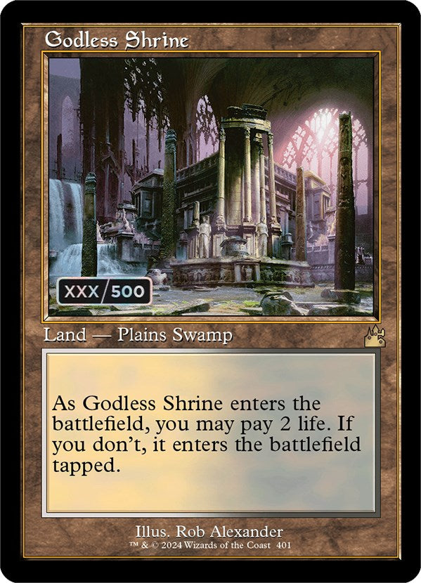 Godless Shrine (Retro) (Serialized) [Ravnica Remastered] | Magic Magpie