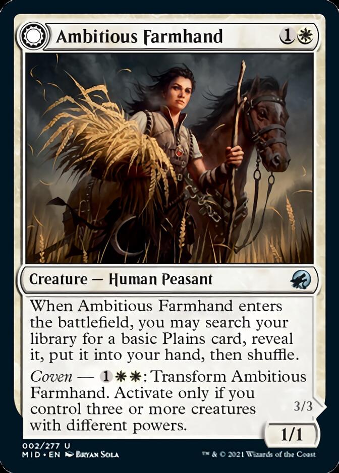 Ambitious Farmhand // Seasoned Cathar [Innistrad: Midnight Hunt] | Magic Magpie