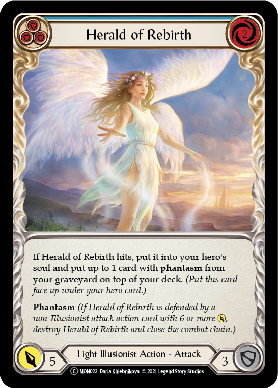 Herald of Rebirth (Blue) (Rainbow Foil) [U-MON022-RF] Unlimited Rainbow Foil | Magic Magpie