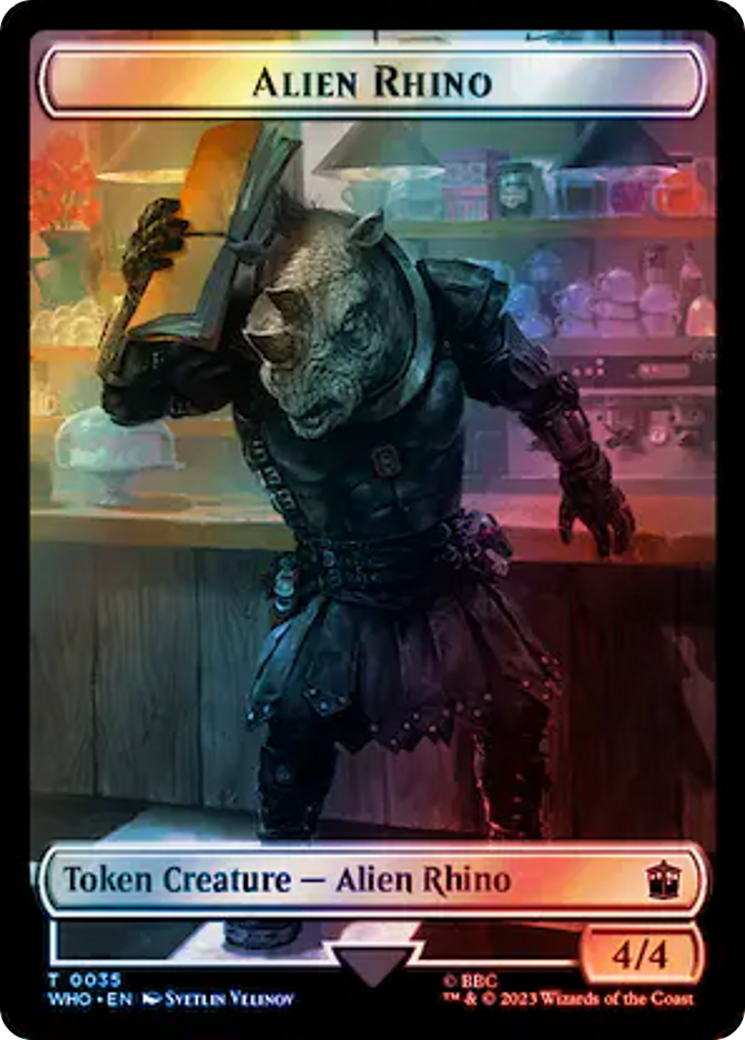 Alien Rhino // Food (0059) Double-Sided Token (Surge Foil) [Doctor Who Tokens] | Magic Magpie