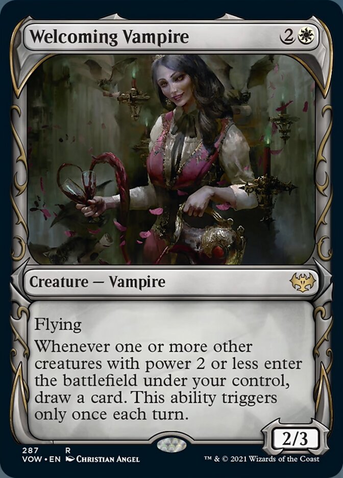 Welcoming Vampire (Showcase Fang Frame) [Innistrad: Crimson Vow] | Magic Magpie
