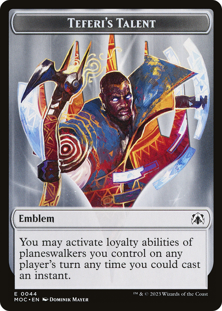 First Mate Ragavan // Teferi's Talent Emblem Double-Sided Token [March of the Machine Commander Tokens] | Magic Magpie