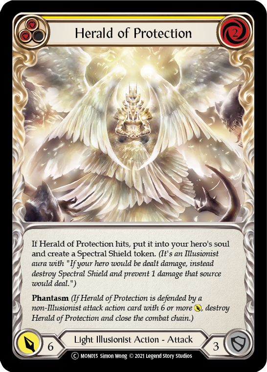 Herald of Protection (Yellow) (Rainbow Foil) [U-MON015-RF] Unlimited Rainbow Foil | Magic Magpie