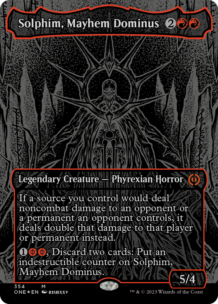 Solphim, Mayhem Dominus (Oil Slick Raised Foil) [Phyrexia: All Will Be One] | Magic Magpie