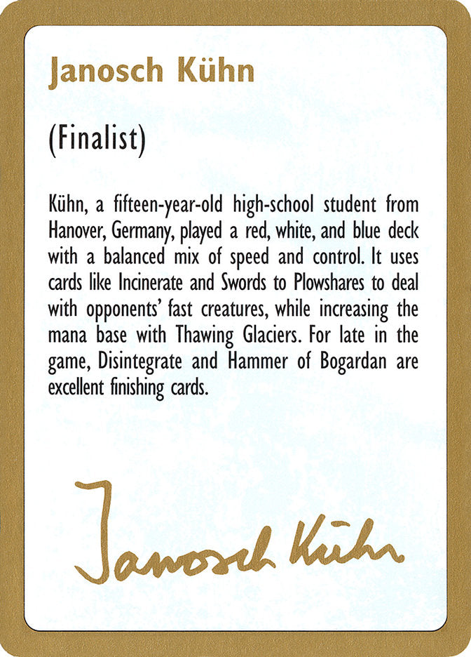 Janosch Kühn Bio [World Championship Decks 1997] | Magic Magpie