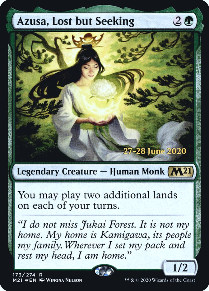 Azusa, Lost but Seeking  [Core Set 2021 Prerelease Promos] | Magic Magpie