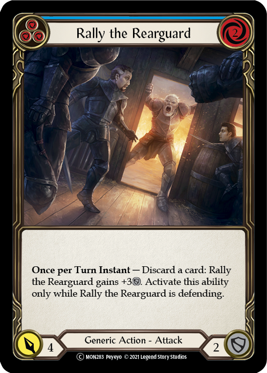 Rally the Rearguard (Blue) (Rainbow Foil) [U-MON283-RF] Unlimited Rainbow Foil | Magic Magpie