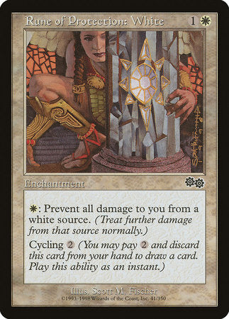 Rune of Protection: White [Urza's Saga] | Magic Magpie