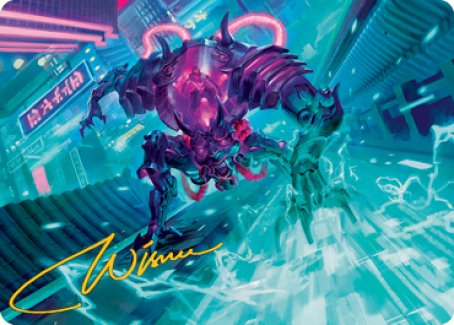 Surgehacker Mech Art Card (Gold-Stamped Signature) [Kamigawa: Neon Dynasty Art Series] | Magic Magpie