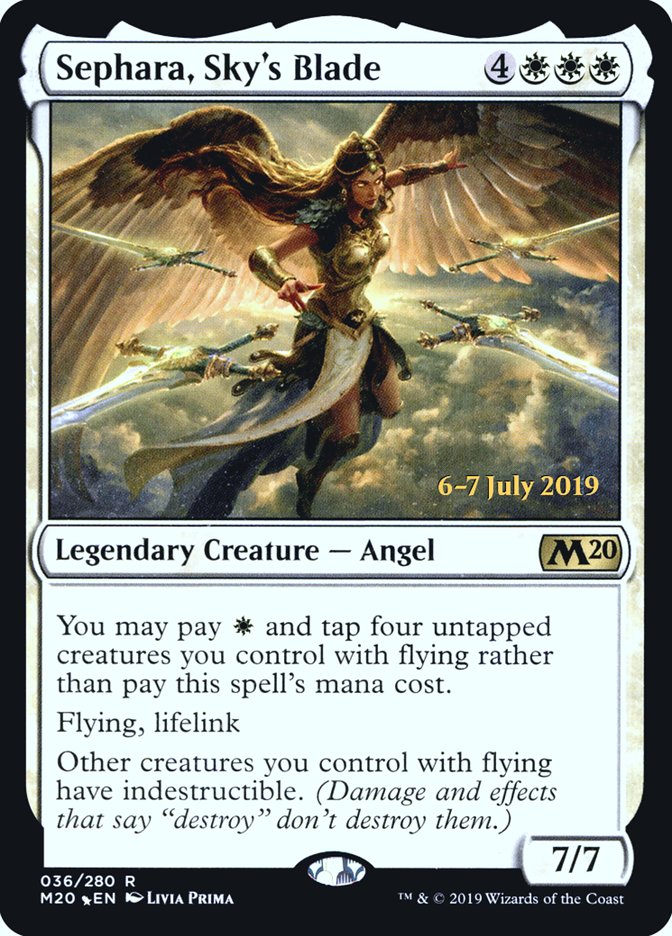 Sephara, Sky's Blade  [Core Set 2020 Prerelease Promos] | Magic Magpie