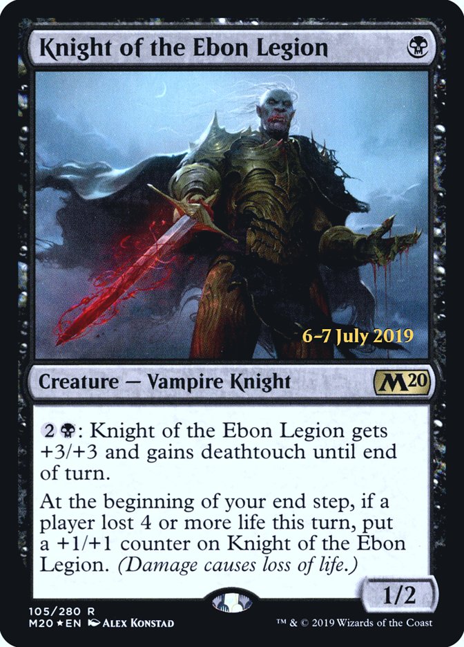 Knight of the Ebon Legion  [Core Set 2020 Prerelease Promos] | Magic Magpie