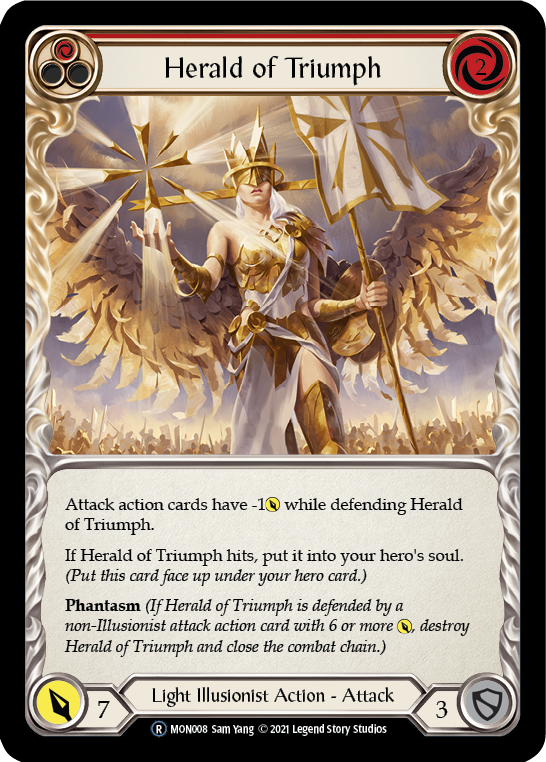 Herald of Triumph (Red) (Rainbow Foil) [U-MON008-RF] Unlimited Rainbow Foil | Magic Magpie