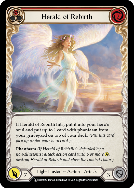 Herald of Rebirth (Red) (Rainbow Foil) [U-MON020-RF] Unlimited Rainbow Foil | Magic Magpie