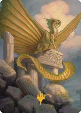Ancient Gold Dragon Art Card (05) (Gold-Stamped Signature) [Commander Legends: Battle for Baldur's Gate Art Series] | Magic Magpie