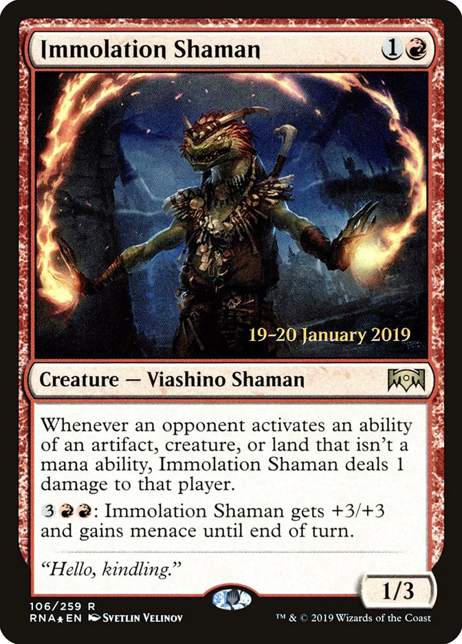 Immolation Shaman [Ravnica Allegiance Prerelease Promos] | Magic Magpie