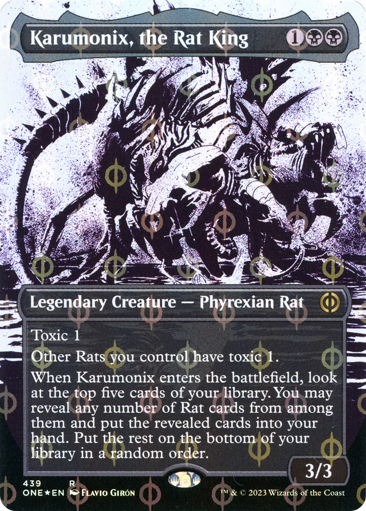 Karumonix, the Rat King (Borderless Ichor Step-and-Compleat Foil) [Phyrexia: All Will Be One] | Magic Magpie