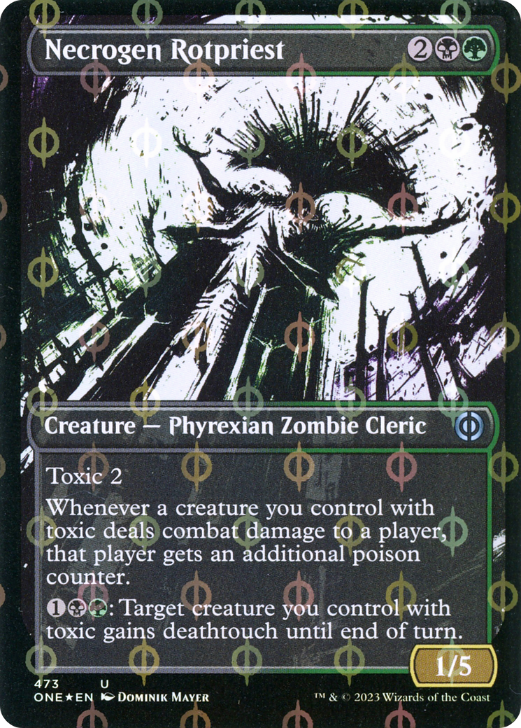 Necrogen Rotpriest (Borderless Ichor Step-and-Compleat Foil) [Phyrexia: All Will Be One] | Magic Magpie