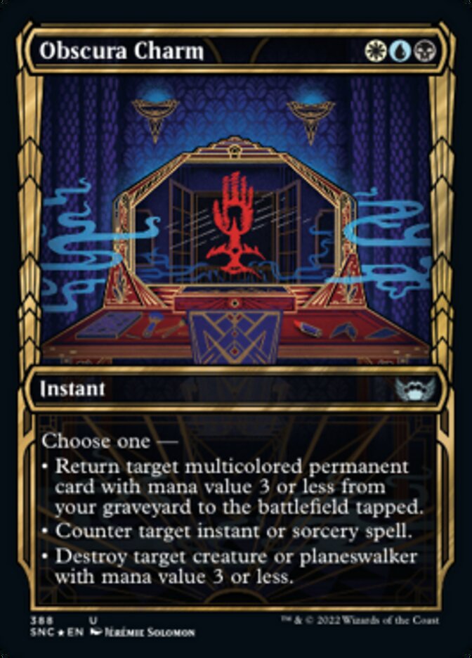 Obscura Charm (Showcase Golden Age Gilded Foil) [Streets of New Capenna] | Magic Magpie