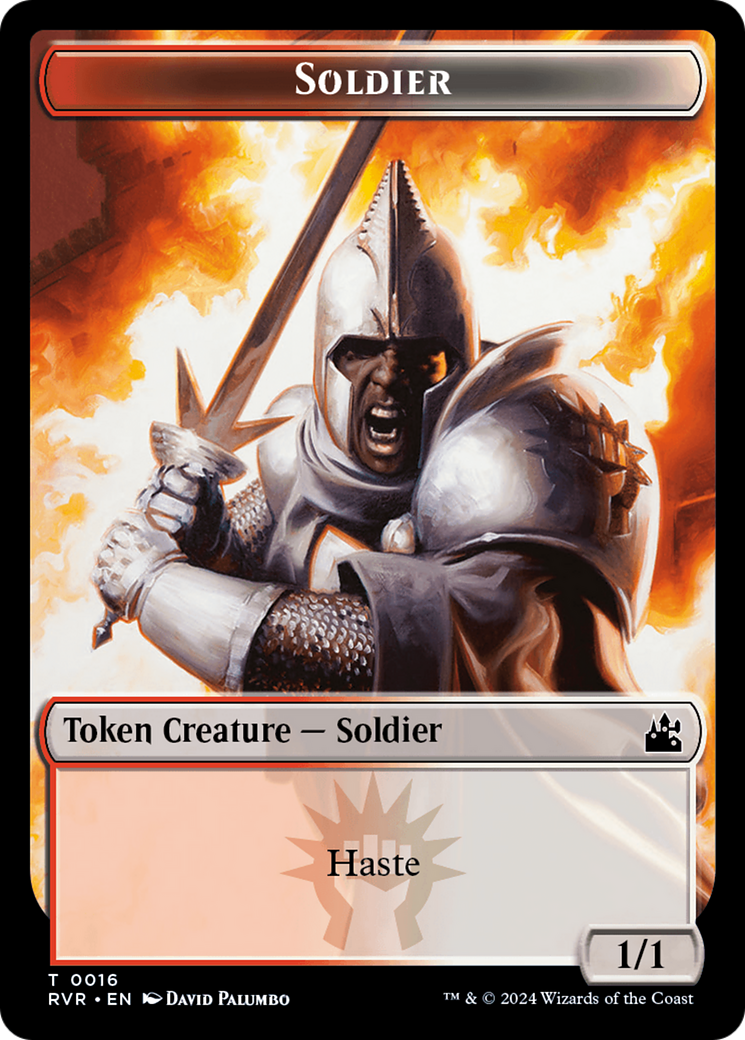 Elf Knight // Soldier Double-Sided Token [Ravnica Remastered Tokens] | Magic Magpie