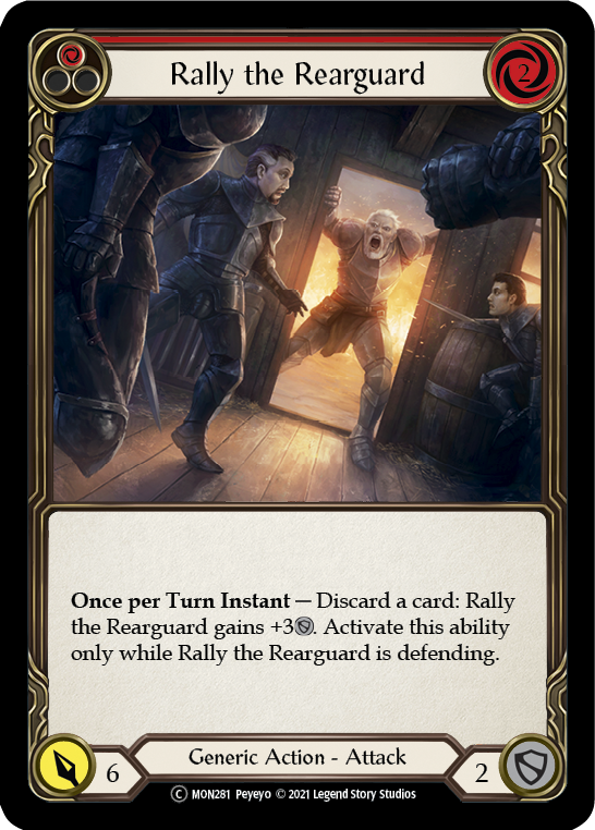Rally the Rearguard (Red) (Rainbow Foil) [U-MON281-RF] Unlimited Rainbow Foil | Magic Magpie