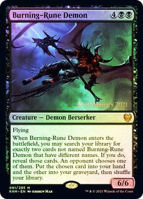 Burning-Rune Demon  [Kaldheim Prerelease Promos] | Magic Magpie