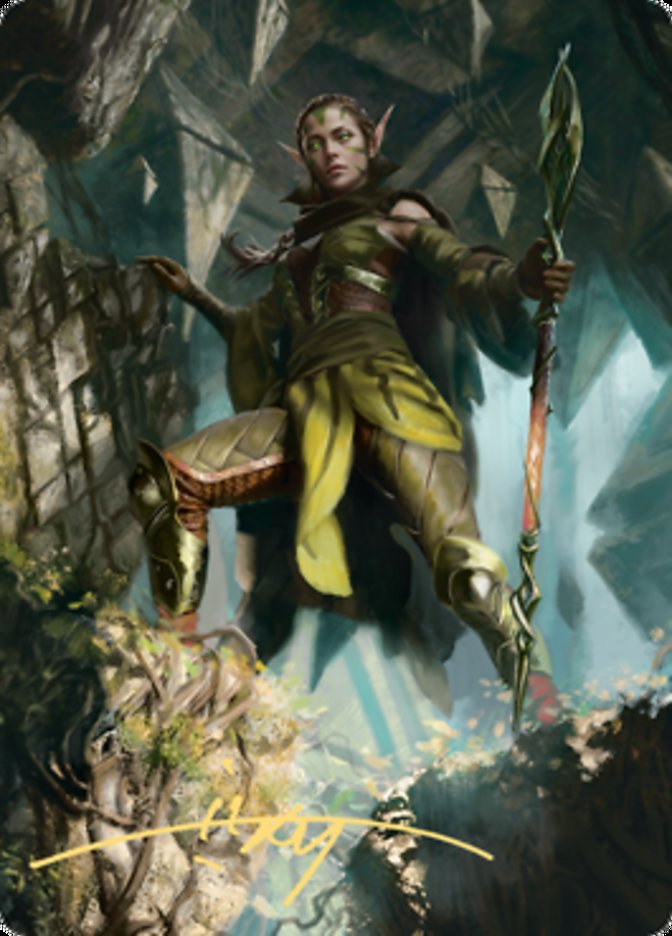 Nissa of Shadowed Boughs 1 Art Card (Gold-Stamped Signature) [Zendikar Rising Art Series] | Magic Magpie