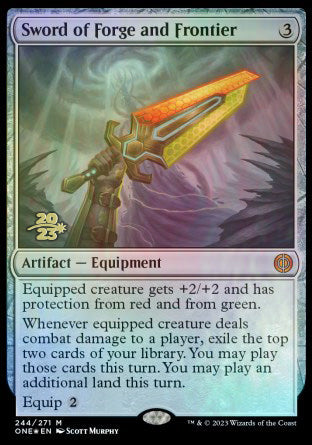 Sword of Forge and Frontier [Phyrexia: All Will Be One Prerelease Promos] | Magic Magpie