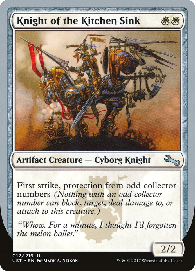 Knight of the Kitchen Sink ("protection from odd collector numbers") [Unstable] | Magic Magpie