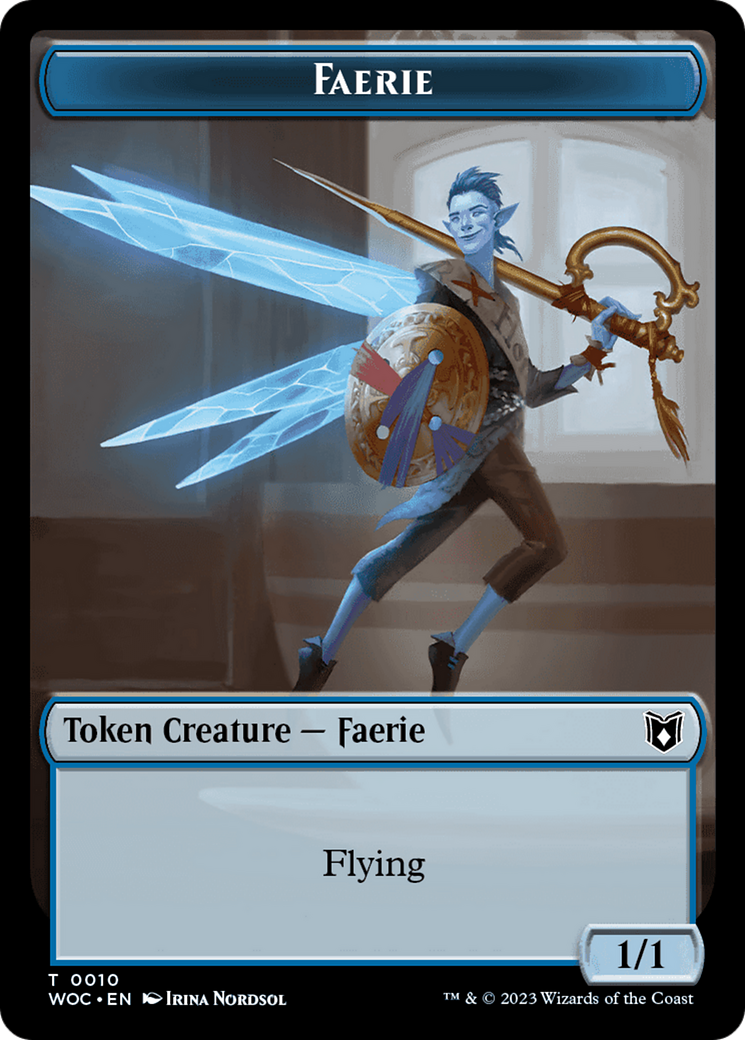 Faerie // Saproling Double-Sided Token [Wilds of Eldraine Commander Tokens] | Magic Magpie