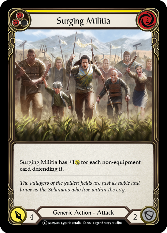 Surging Militia (Yellow) (Rainbow Foil) [U-MON288-RF] Unlimited Rainbow Foil | Magic Magpie