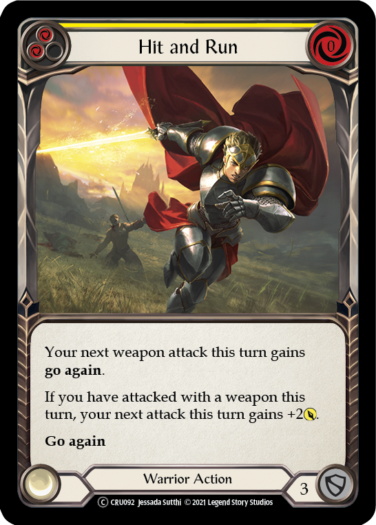Hit and Run (Yellow) (Rainbow Foil) [U-CRU092-RF] Unlimited Rainbow Foil | Magic Magpie