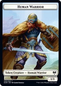 Human Warrior // Icy Manalith Double-sided Token [Kaldheim Tokens] | Magic Magpie