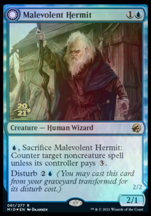 Malevolent Hermit // Benevolent Geist [Innistrad: Midnight Hunt Prerelease Promos] | Magic Magpie