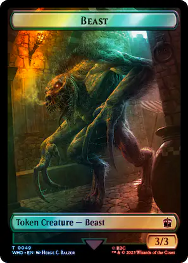 Soldier // Beast Double-Sided Token (Surge Foil) [Doctor Who Tokens] | Magic Magpie
