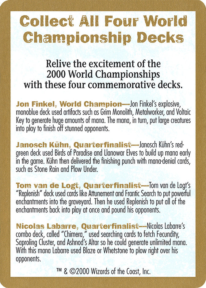 2000 World Championships Ad [World Championship Decks 2000] | Magic Magpie