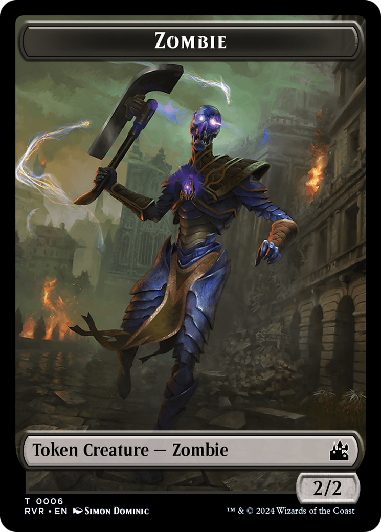 Elf Knight // Zombie Double-Sided Token [Ravnica Remastered Tokens] | Magic Magpie