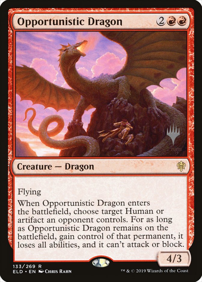 Opportunistic Dragon (Promo Pack) [Throne of Eldraine Promos] | Magic Magpie