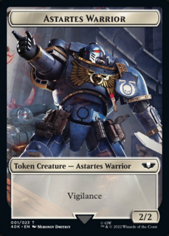 Astartes Warrior // Clue Double-sided Token (Surge Foil) [Universes Beyond: Warhammer 40,000 Tokens] | Magic Magpie