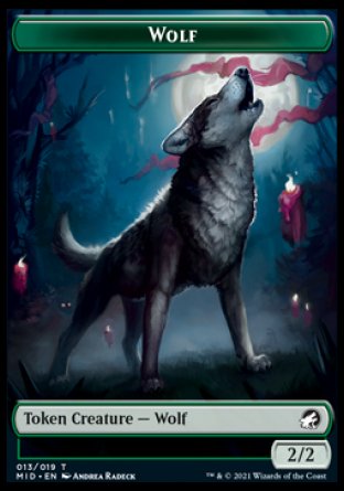 Wolf // Zombie (015) Double-sided Token [Innistrad: Midnight Hunt Tokens] | Magic Magpie