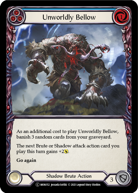 Unworldly Bellow (Blue) (Rainbow Foil) [U-MON152-RF] Unlimited Rainbow Foil | Magic Magpie