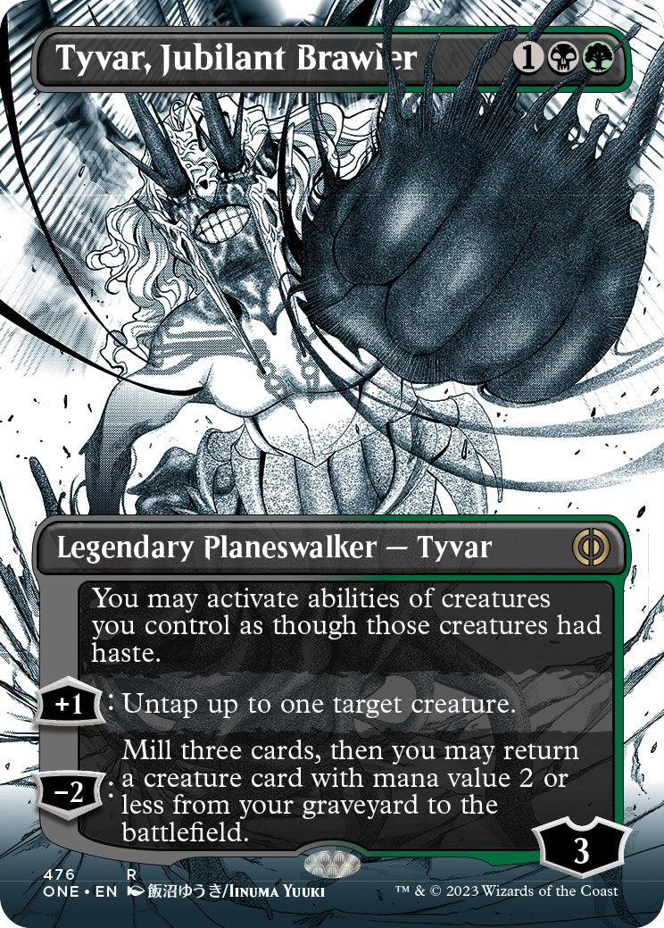 Tyvar, Jubilant Brawler (Borderless Manga Step-and-Compleat Foil) [Phyrexia: All Will Be One] | Magic Magpie