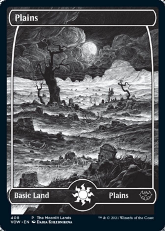 Plains (The Moonlit Lands) (Foil Etched) [Innistrad: Crimson Vow Promos] | Magic Magpie