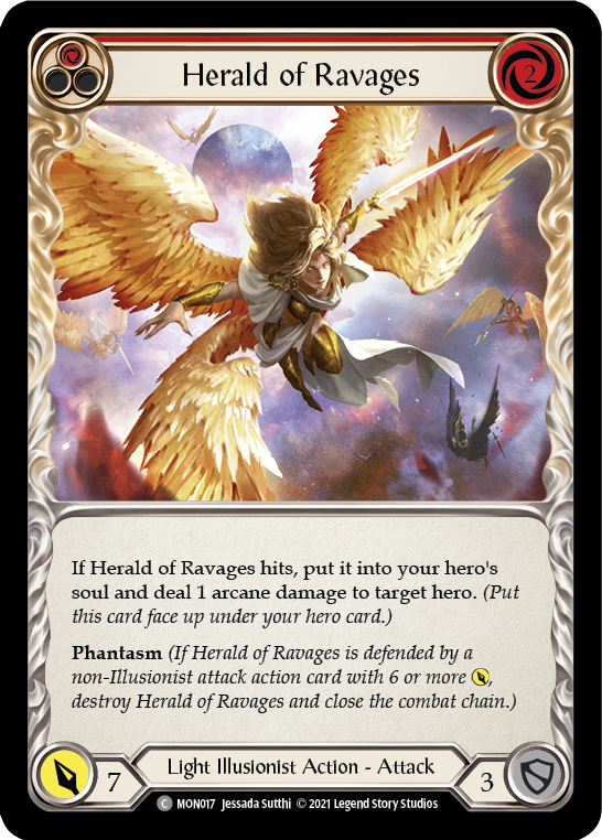 Herald of Ravages (Red) (Rainbow Foil) [MON017-RF] 1st Edition Rainbow Foil | Magic Magpie