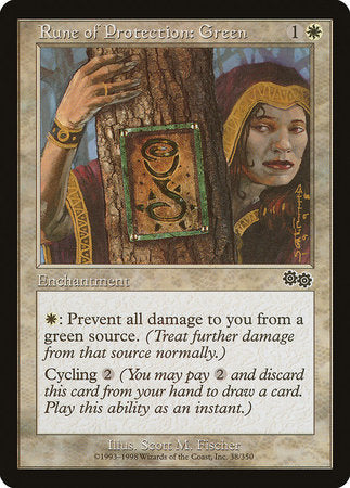 Rune of Protection: Green [Urza's Saga] | Magic Magpie