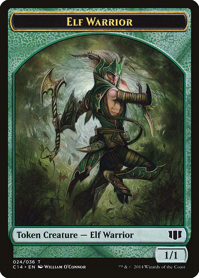 Elephant // Elf Warrior Double-sided Token [Commander 2014 Tokens] | Magic Magpie